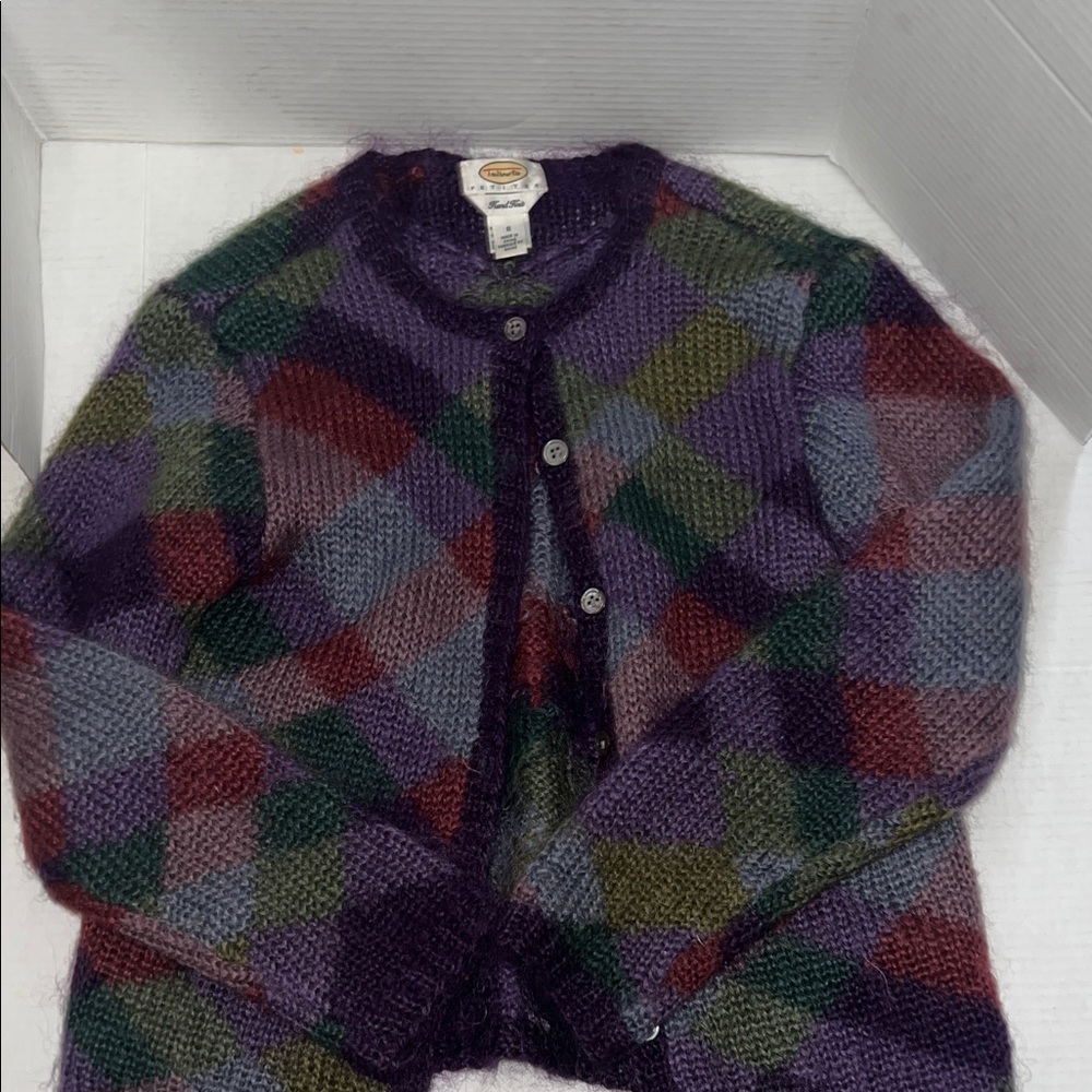 Vintage Talbots Mohair Hand Knit Argyle Cardigan